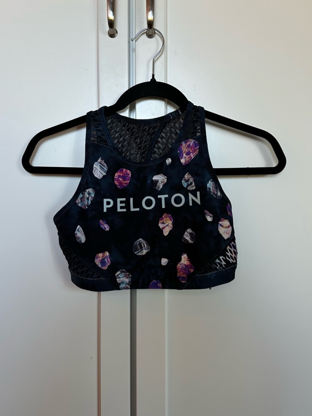Peloton Black Multicolor Gem-Print Athletic Crop Top & Legging Set